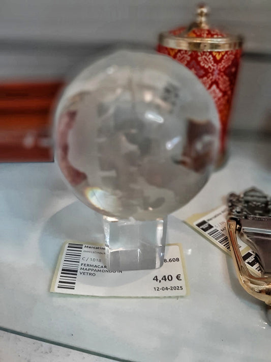 Fermacarte Mappamondo In Vetro
