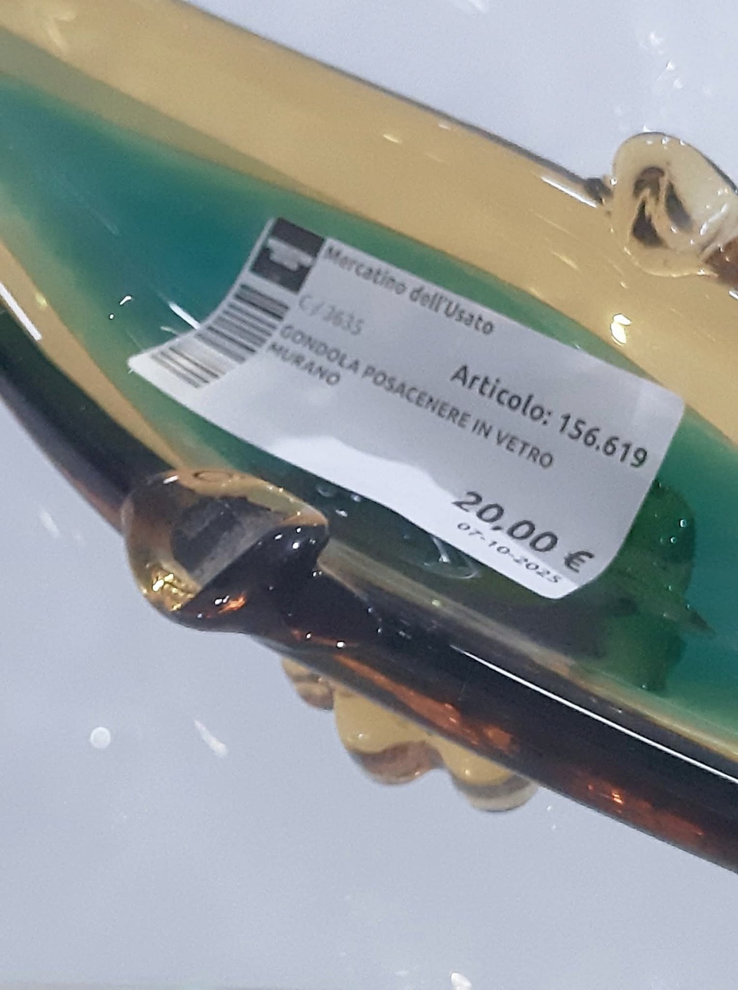 Gondola Posacenere In Vetro Murano