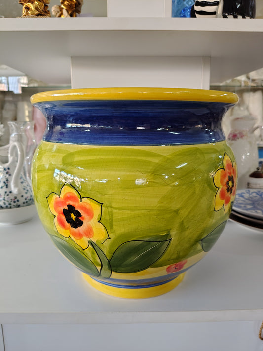 Cachepot In Ceramica Blu Giallo E Verde R