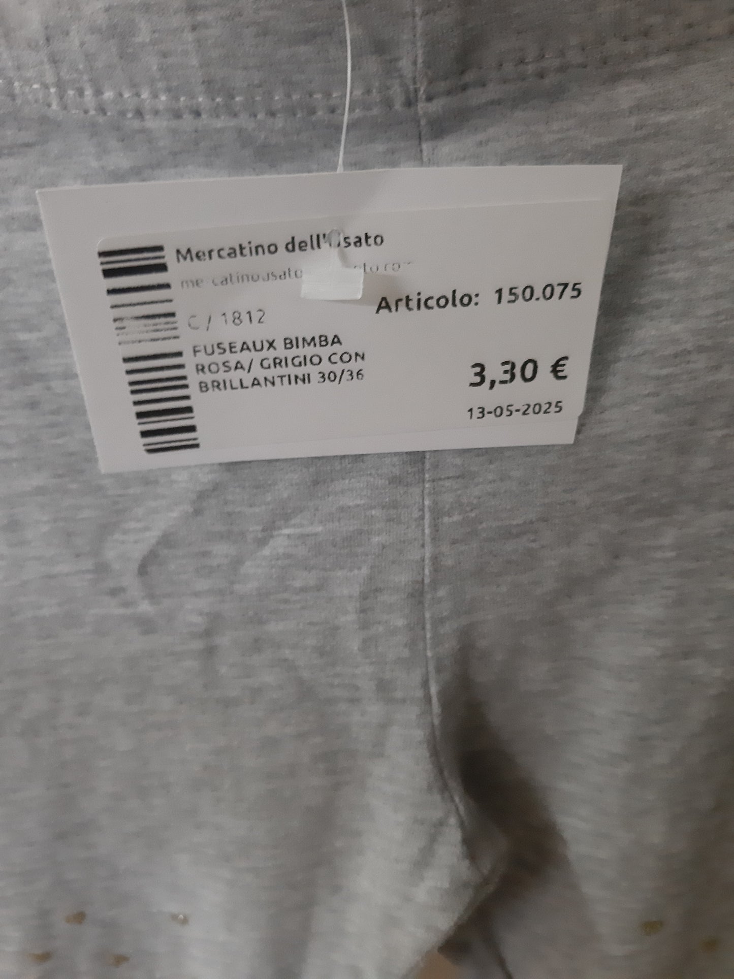 Fuseaux Bimba Rosa/ Grigio Con Brillantini 30/36 Mesi