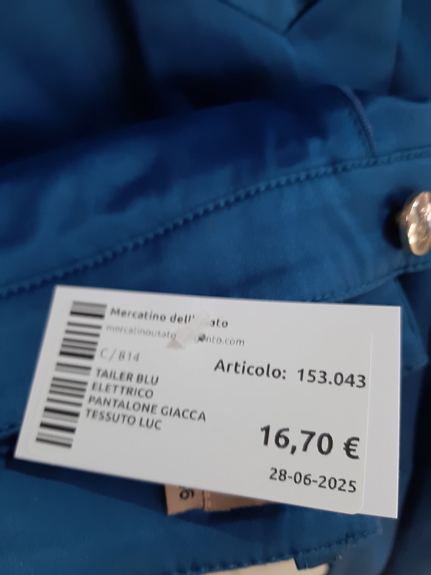 Tailer Blu Elettrico Pantalone Giacca Tessuto Lucido