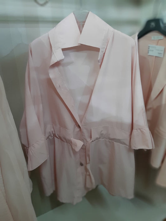 Camicia Giacca Rosa Con Cintura