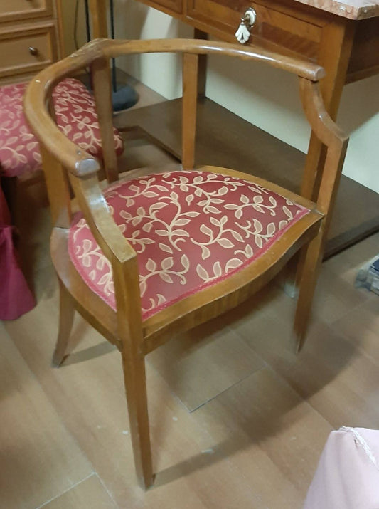 Poltroncina In Legno Tessuto Broccato+poggiapiedi R.