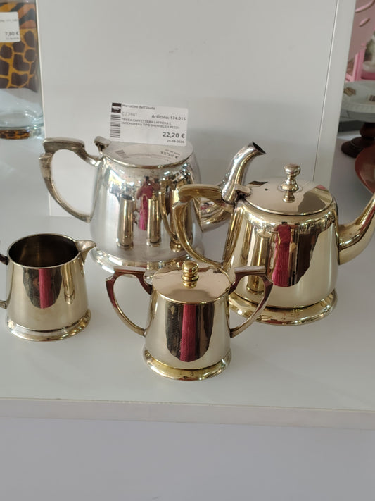 Teiera Caffettiera Lattiera E Zuccheriera Tipo Sheffield 4 Pezzi