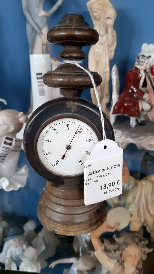 Vecchio Termometro Da Scrivania Con Struttura In Legno