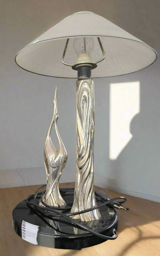 Lume Base Nera Rotonda Ardè Con Statuetta Design R.