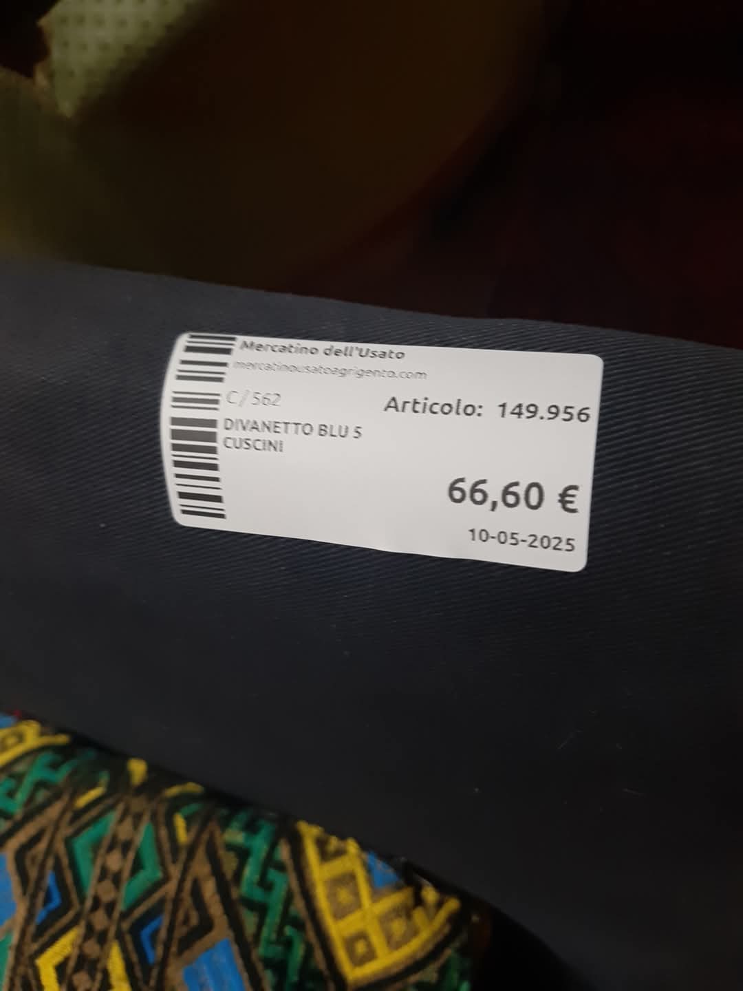 Divanetto Blu 5 Cuscini