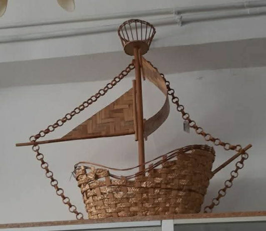 Veliero In Legno - Raffia  E Banano