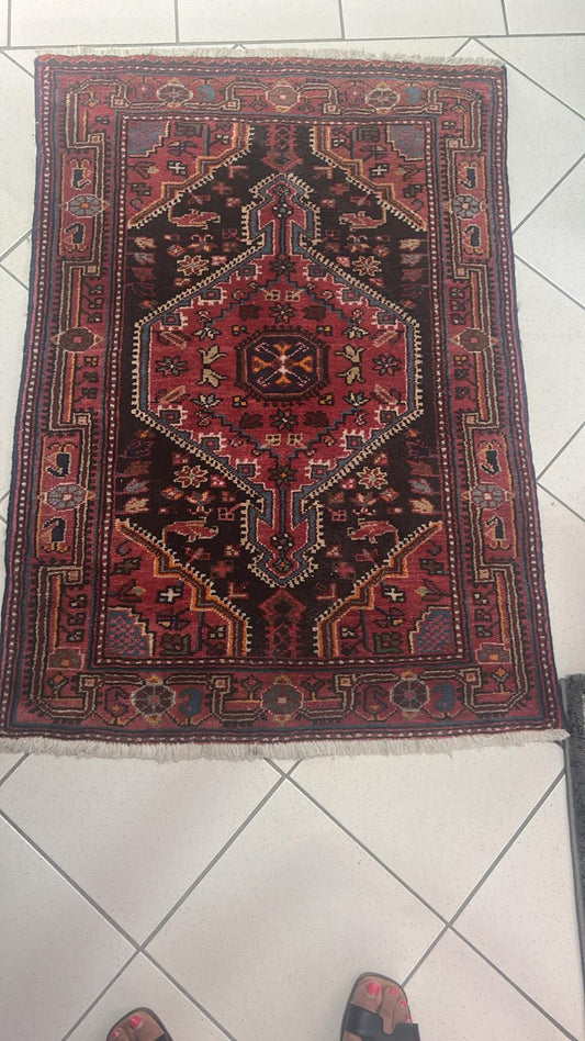 Tappeto Iran Bordeaux Rosone Centrale Romboidale Stile Indian 120x83