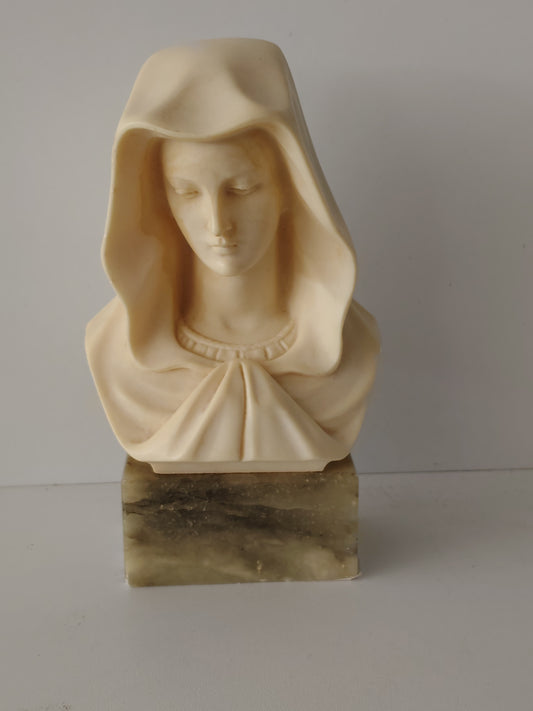 Mezzo Busto Vergine Maria Arnaldo Giannelli (pasta Di Marmo E Base Alabastro