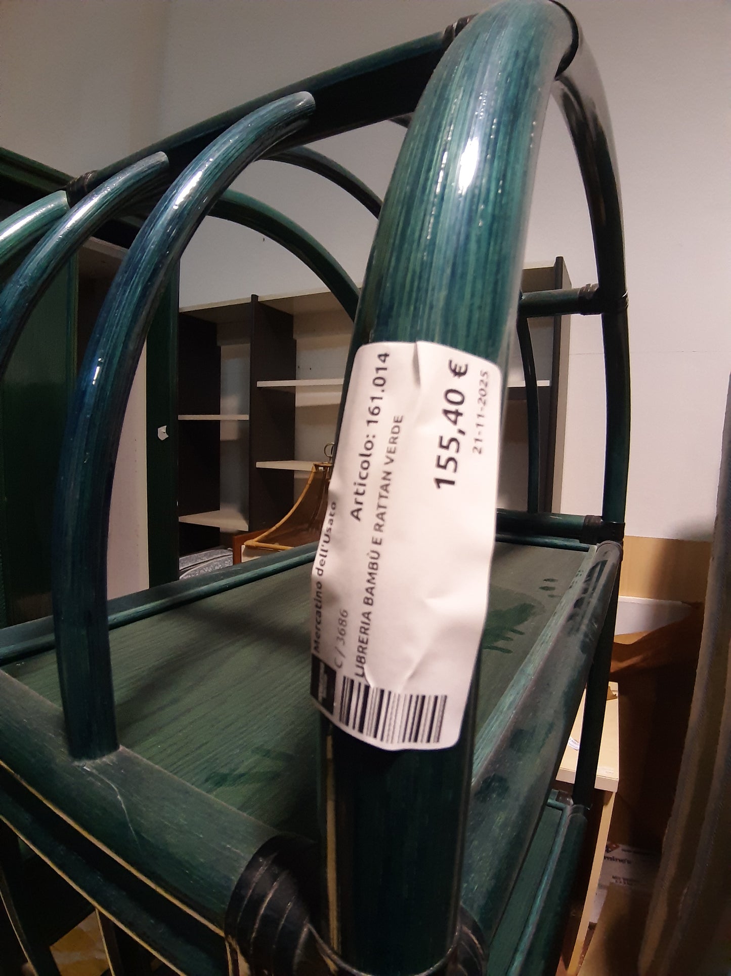 Libreria Bambù E Rattan Verde