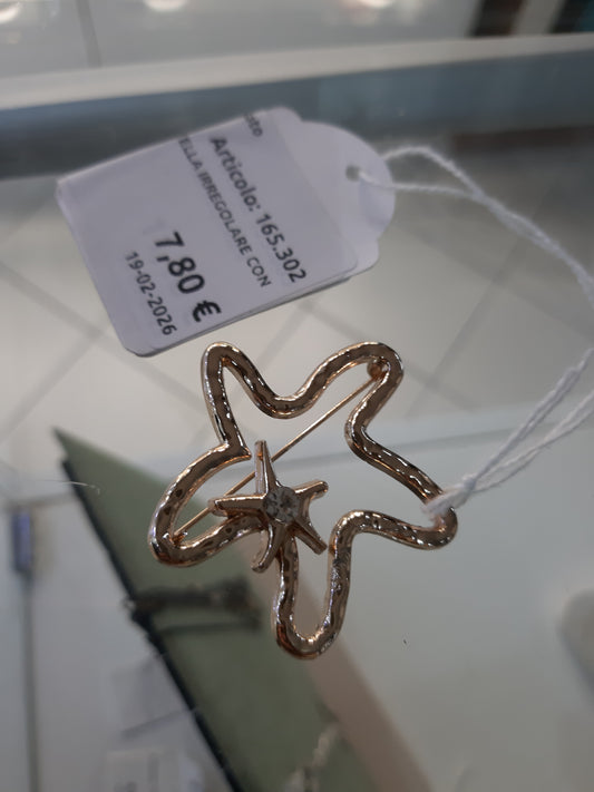 Spilla Dorata Stella Irregolare Con Zircone