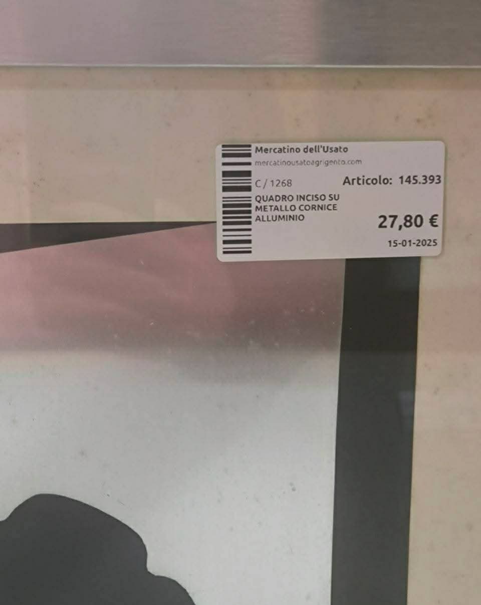Quadro Inciso Su Metallo Cornice Alluminio