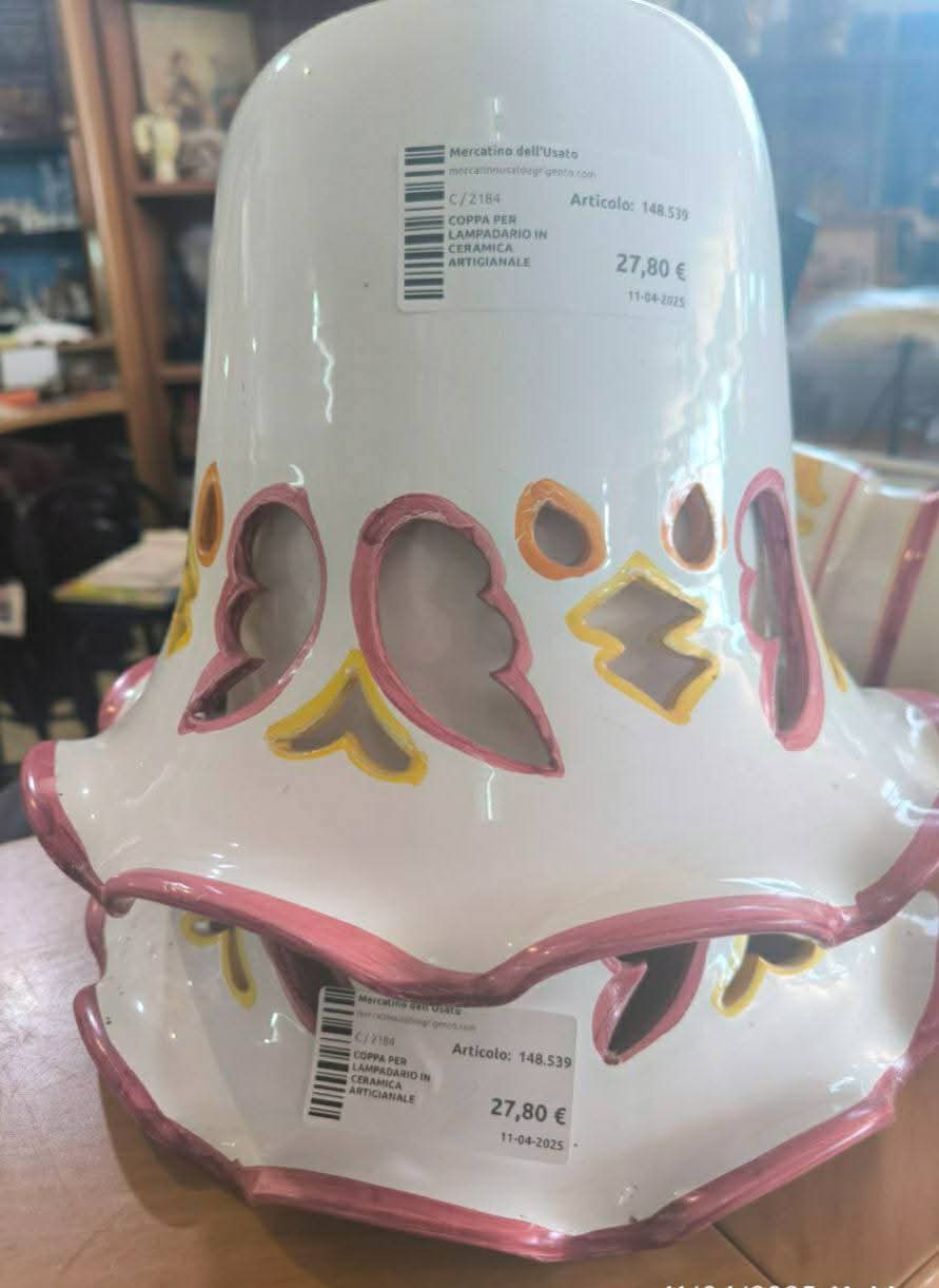 Coppa Per Lampadario In Ceramica Artigianale