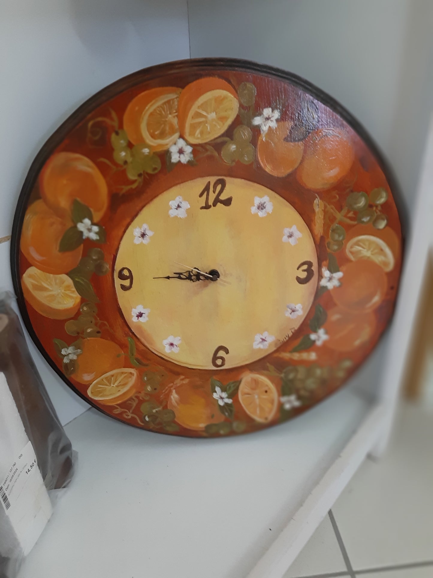 Orologio Da Parete Rotondo Legno Decoupage Frutta