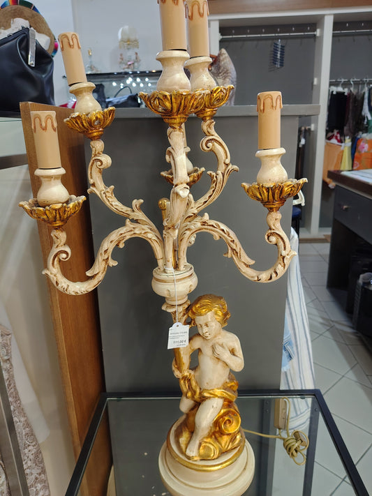Vecchio Lume 6 Luci Con Putto Alla Base Artigianato Fiorentino