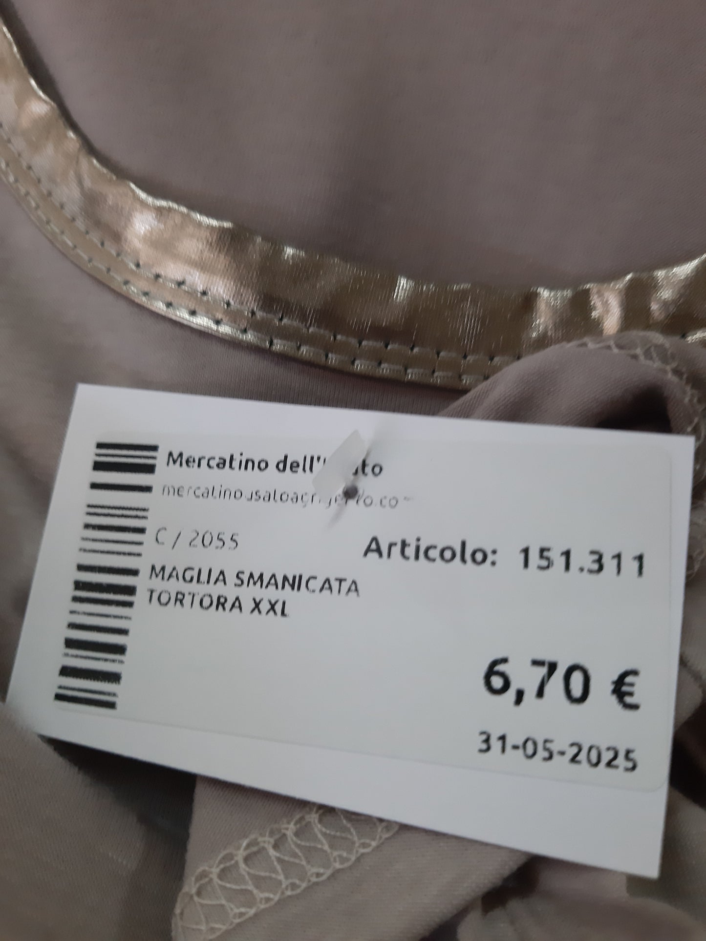 Maglia Smanicata Tortora Xxl