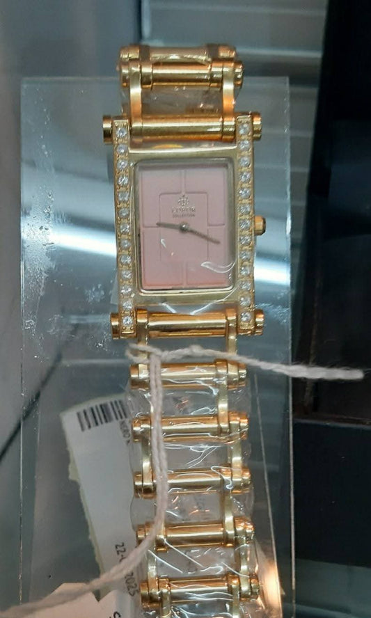 Orologio Lobor Dorato Con Strass Cinturino Dorato