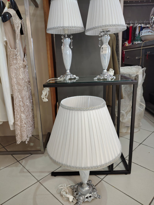 Tris Di Lumi Con Paralume Bianco Bordo Grigio