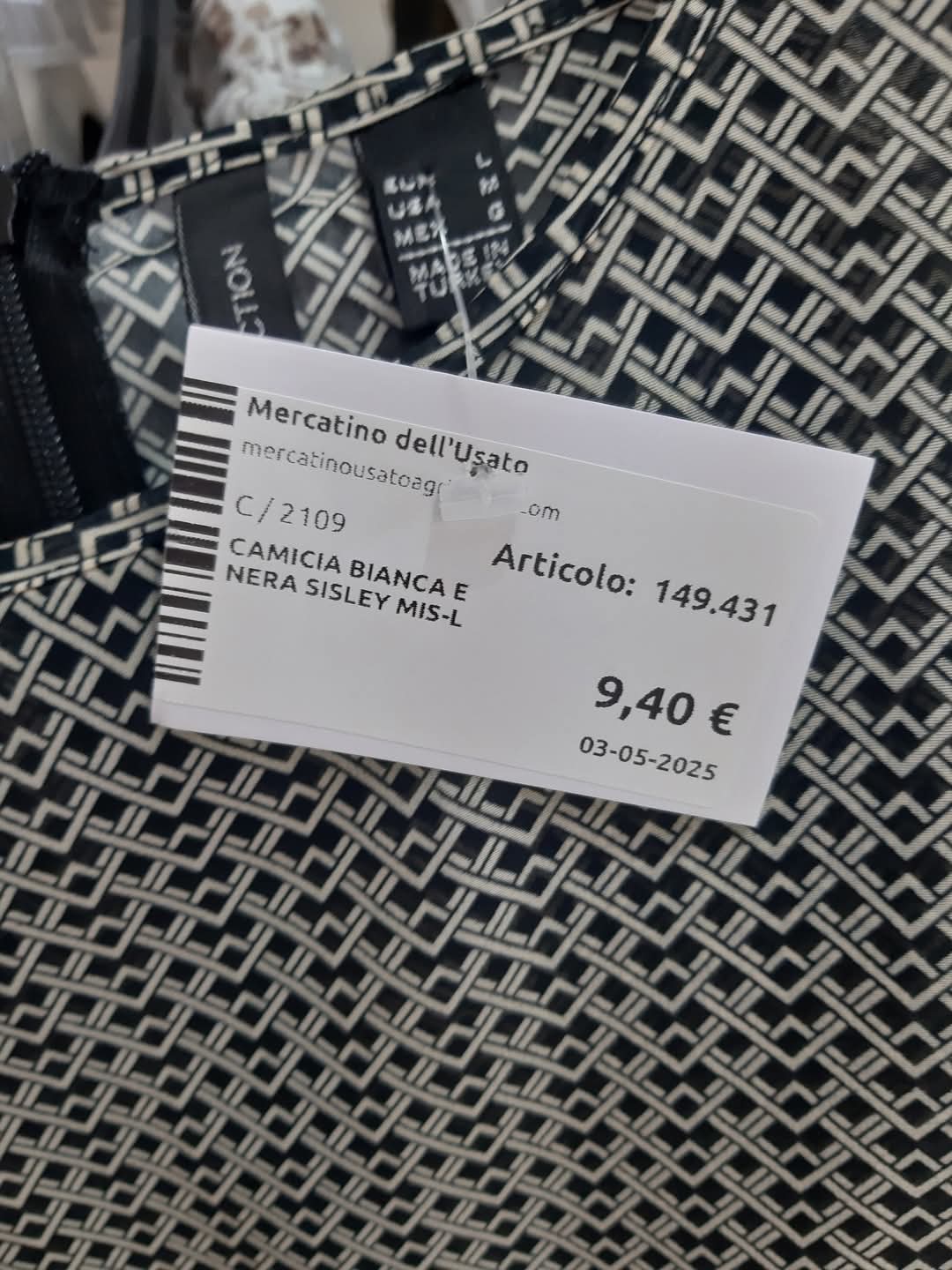 Camicia Bianca E Nera Sisley Mis-l