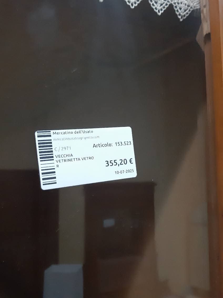 Vecchia Vetrinetta Vetro R