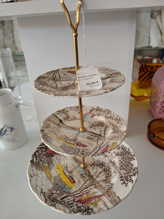 Alzatina A Tre Livelli In Ceramica Inglese