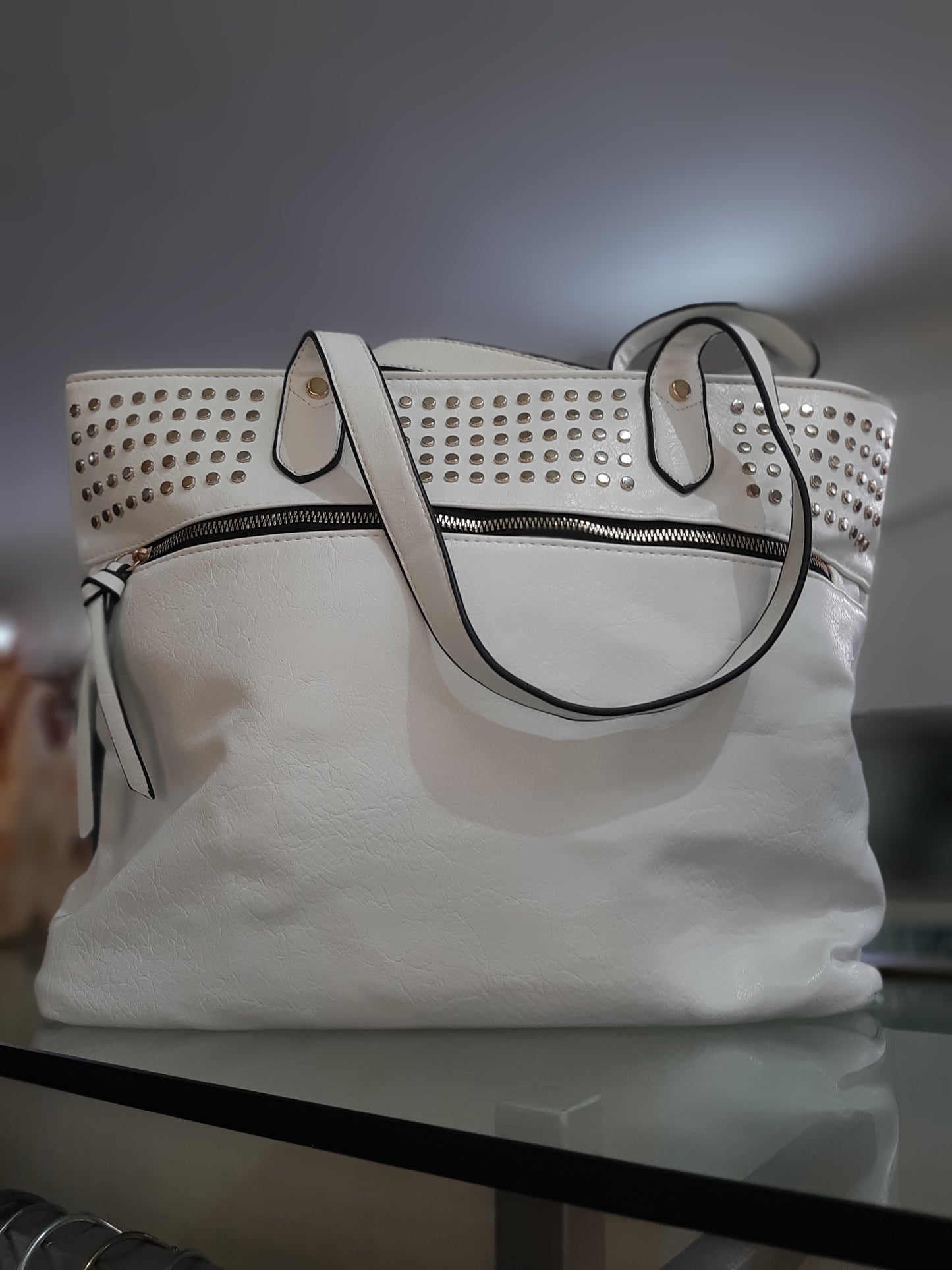 Borsa Bianca Con Borchie