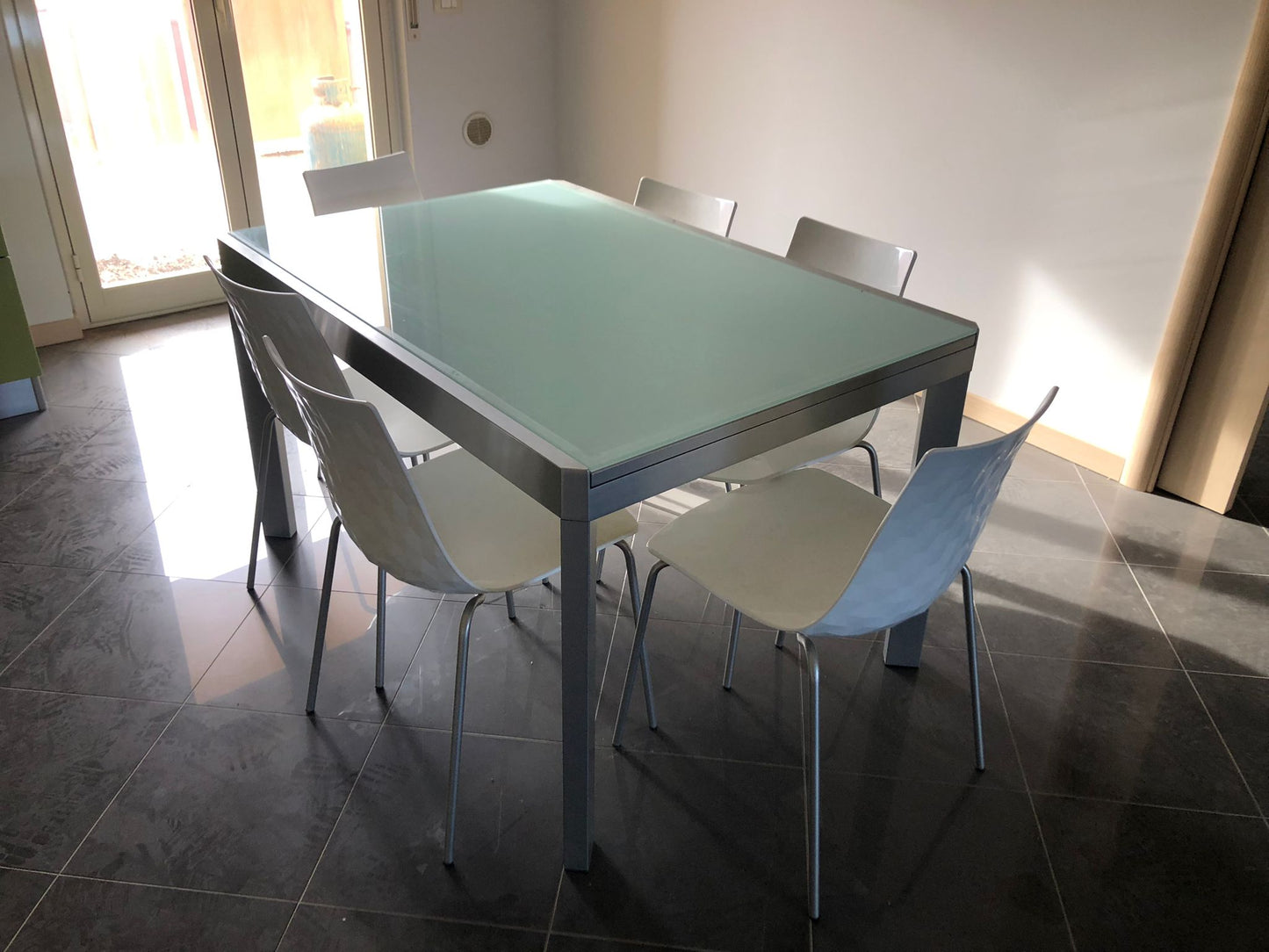 Tavolo Calligaris Allungabile Struttura In Metallo E Vetro