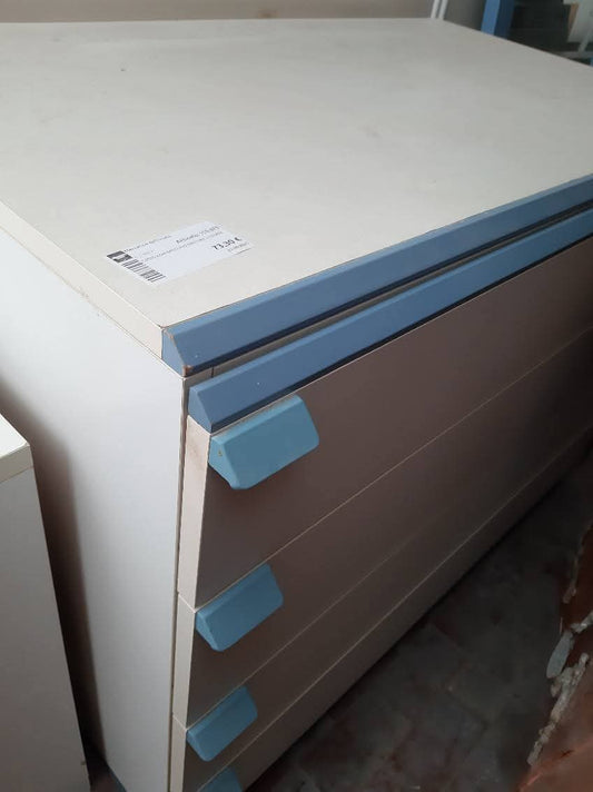 Comò Con Specchio Finiture Azzurre