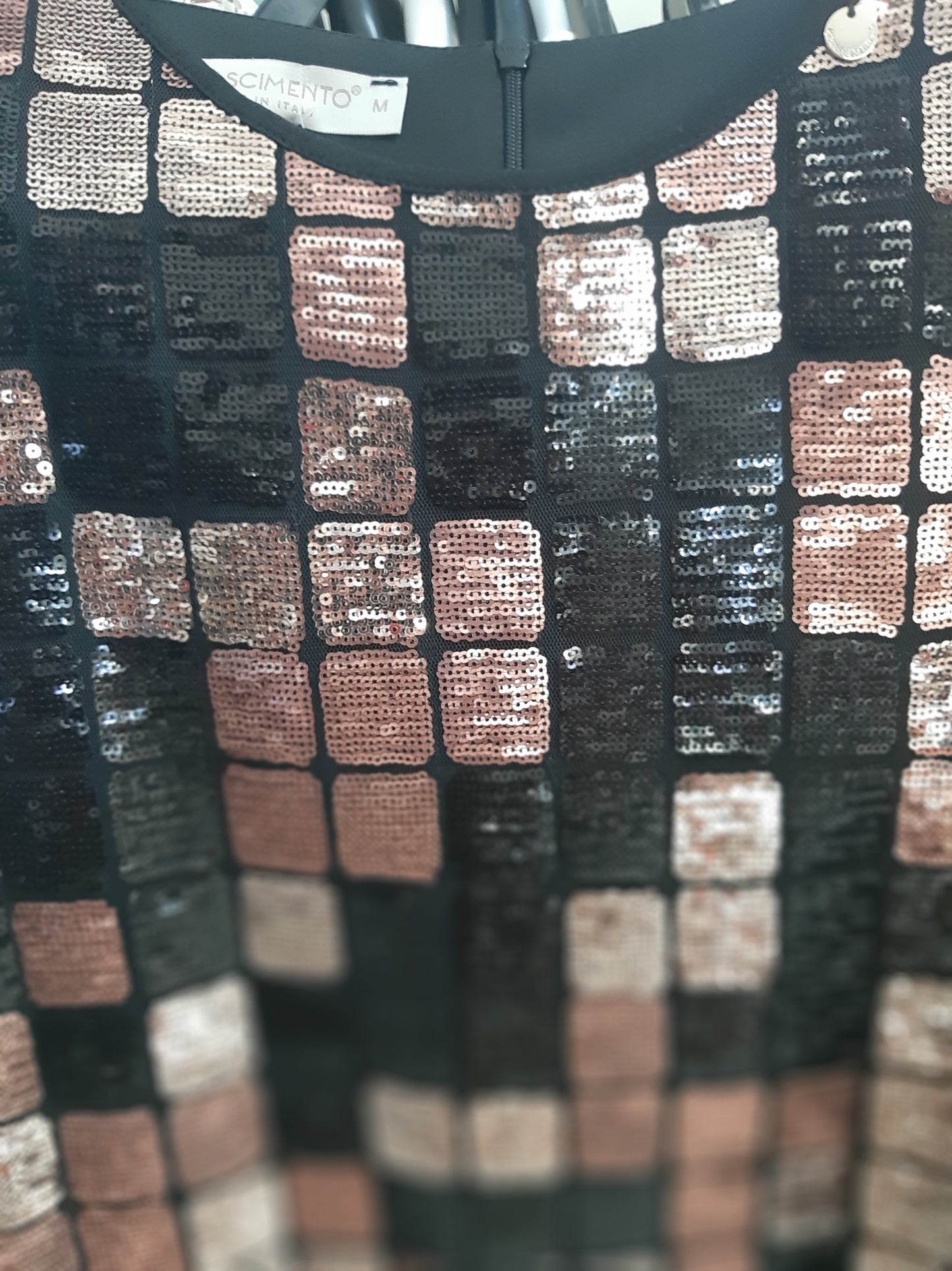 Vestito Nero Con Pagliette Quadrate Rinascimento Mis M