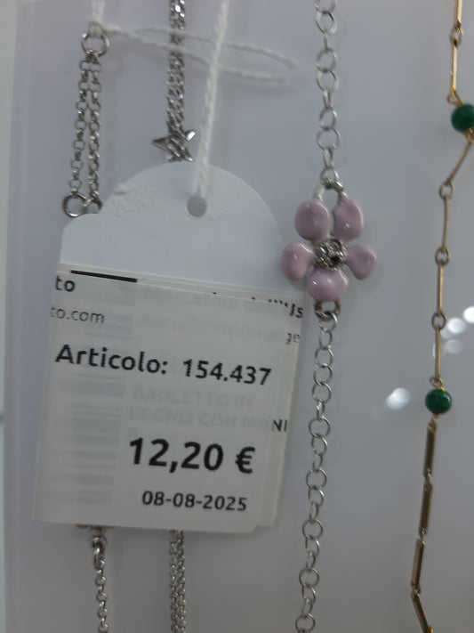 Bracciale In Argento Con Margherite Rosa