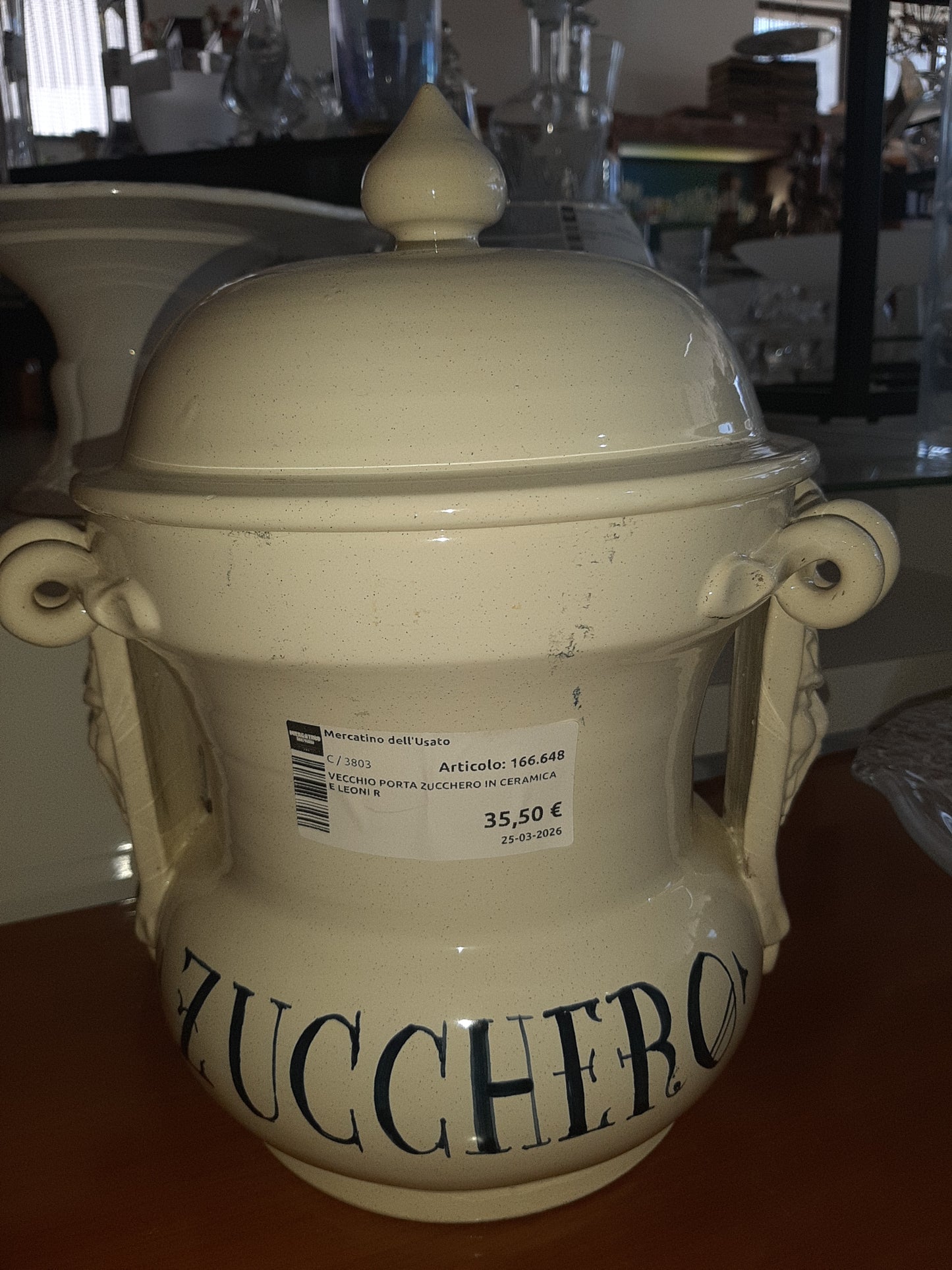 Vecchio Porta Zucchero In Ceramica E Leoni R