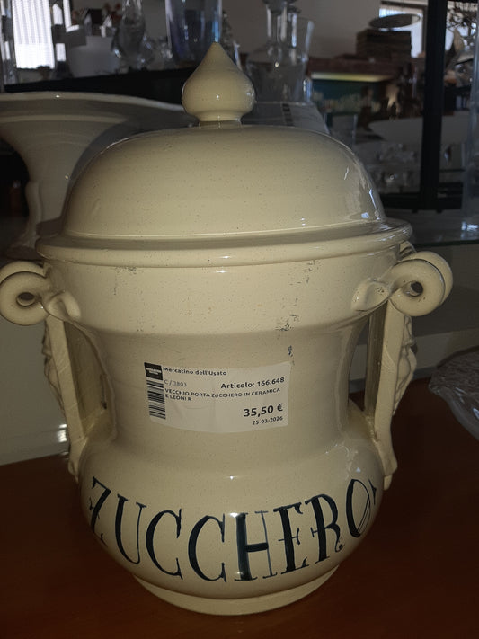 Vecchio Porta Zucchero In Ceramica E Leoni R