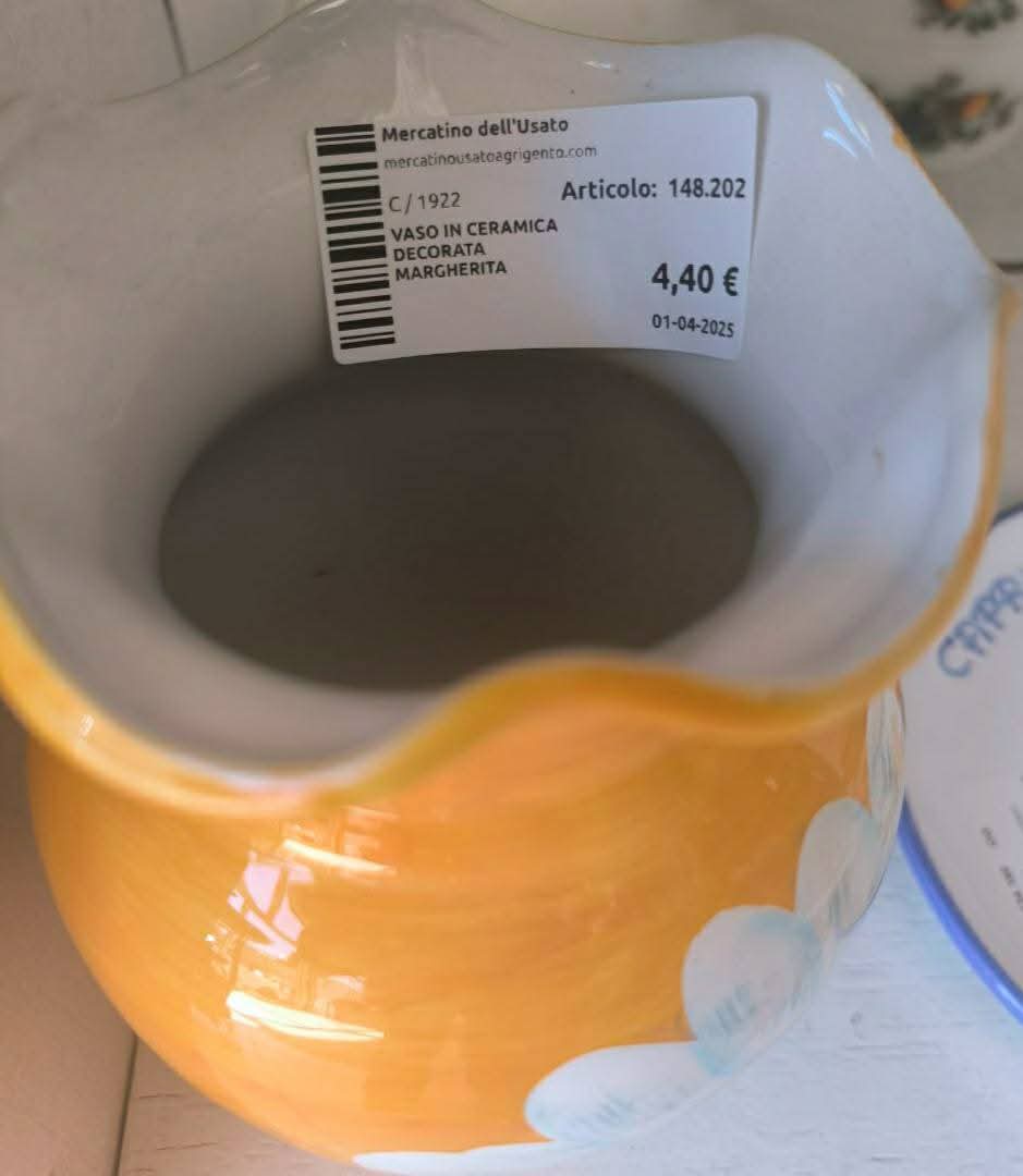 Vaso In Ceramica Decorata Margherita