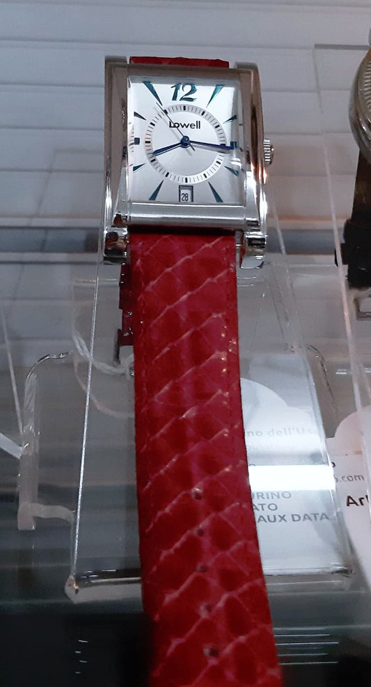 Orologio Lowell Cintrurino Pitonato Bordeaux Datario