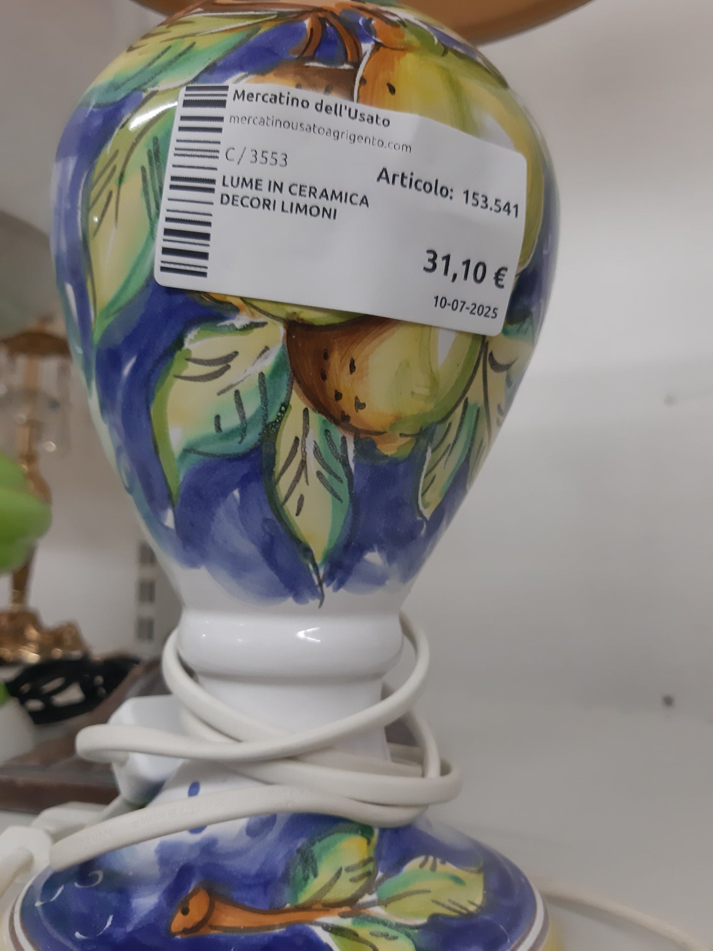 Lume In Ceramica Decori Limoni