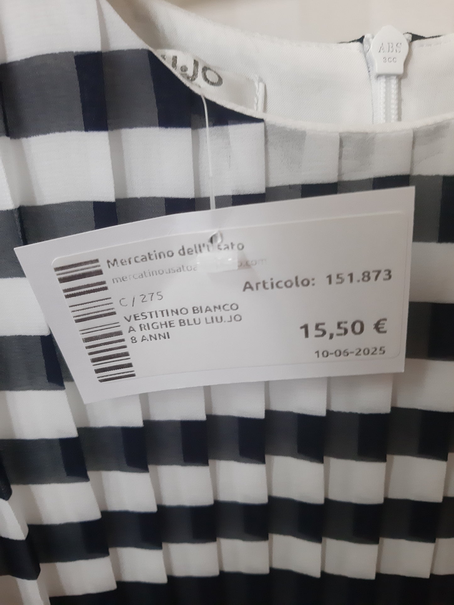 Vestitino Bianco A Righe Blu Liu.jo 8 Anni