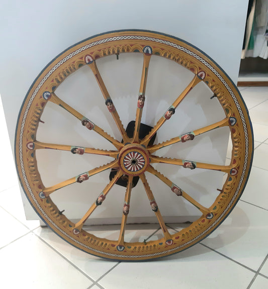 Vecchia Ruota Carrettino Decorata