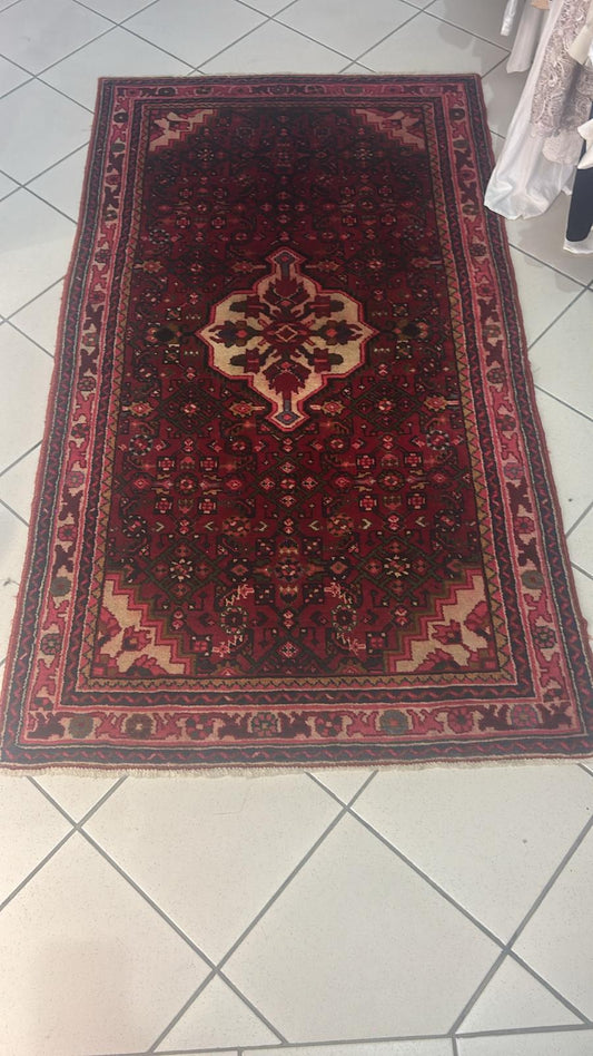 Tappeto Iran Bordeaux Rosone Centrale Romboidale R. 182x102