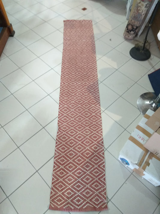 Tappeto Corsia Rombi Bordeaux Bianchi 272x48