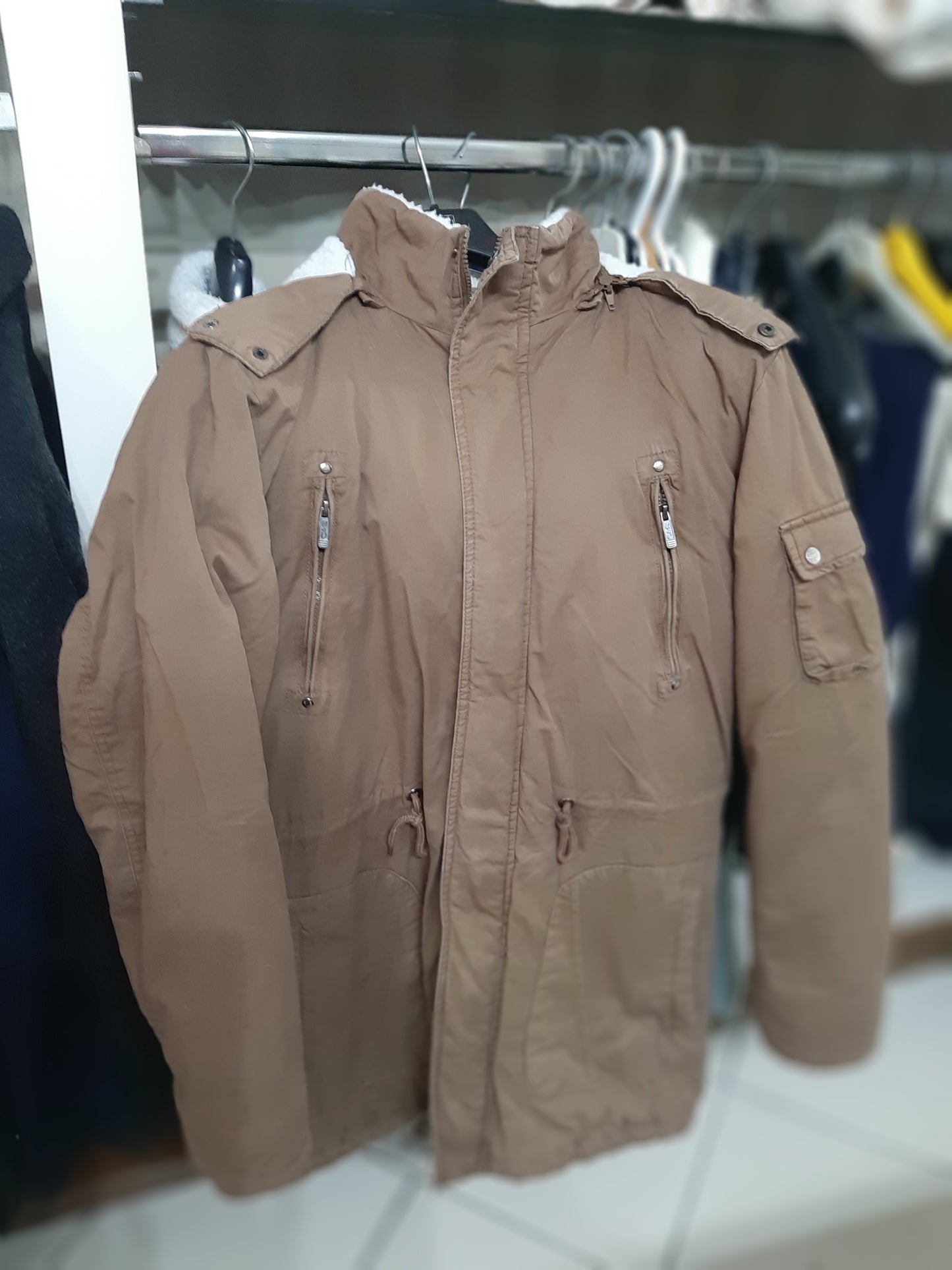 Cappotto Parcka Marrone /bordeaux Cotton &silk Mis Xl