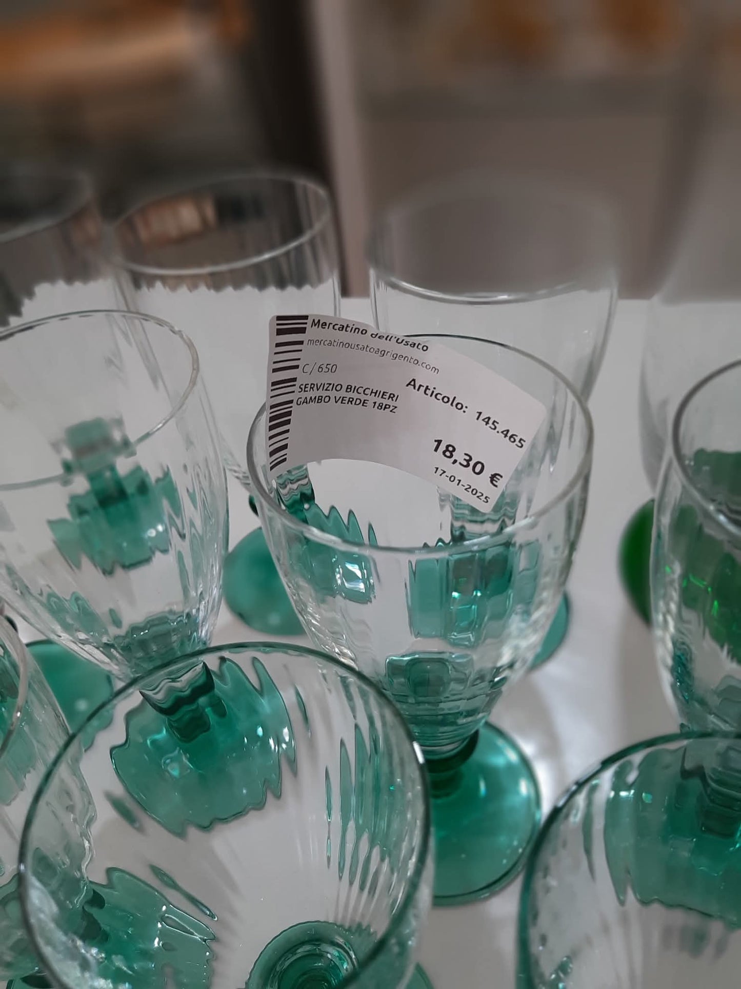 Servizio Bicchieri Gambo Verde 18pz