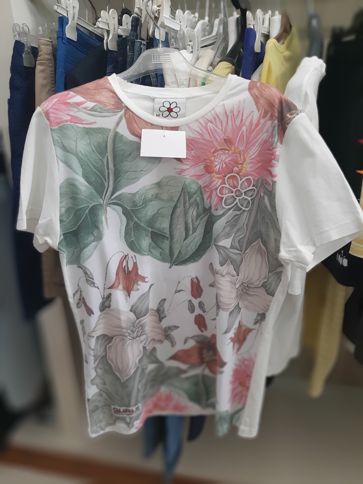 Maglietta Bianca A Fiori Guru Mis M