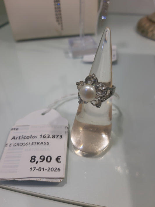 Anello Con Perle E Grossi Strass