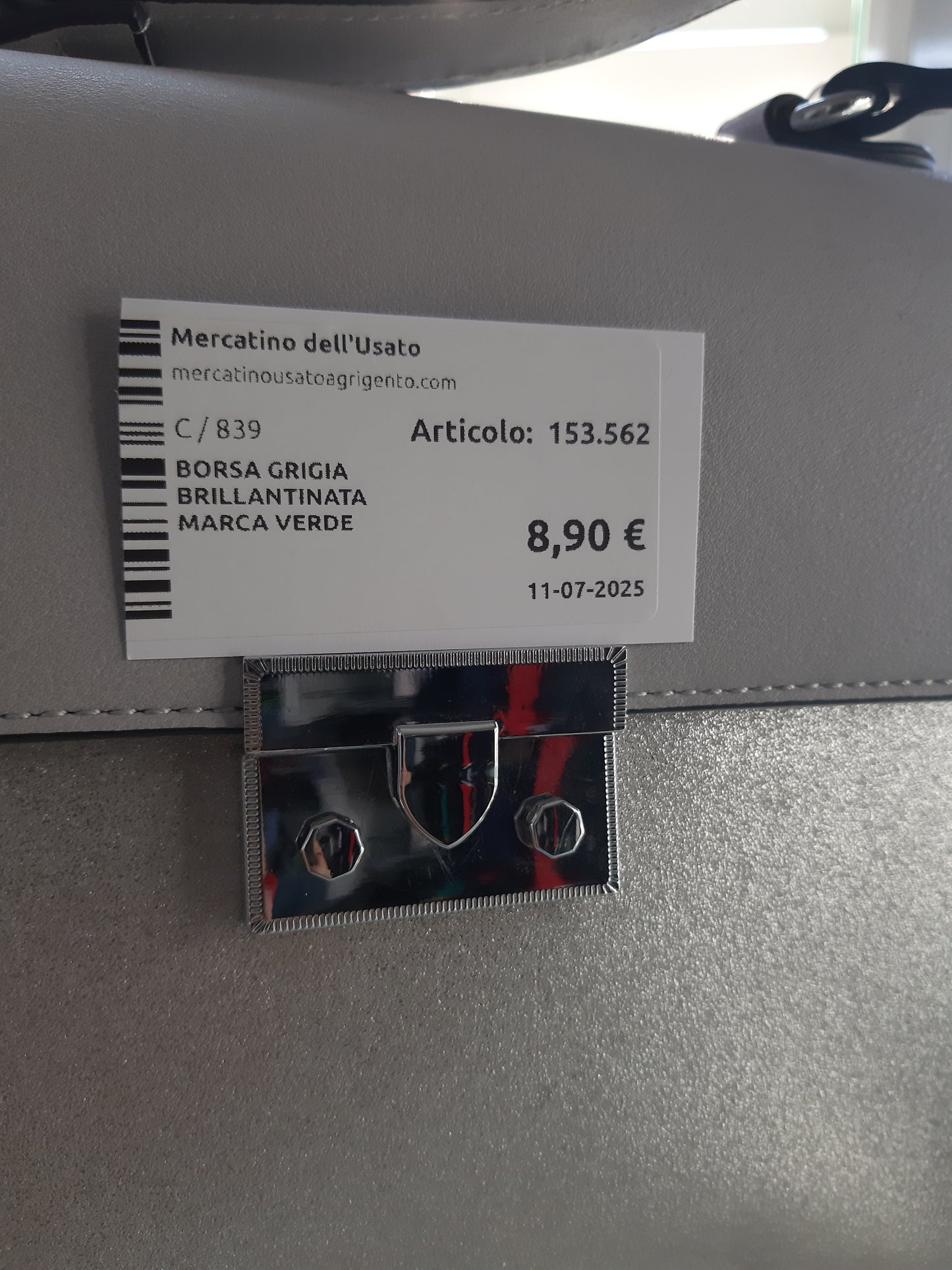 Borsa Grigia Brillantinata Marca Verde