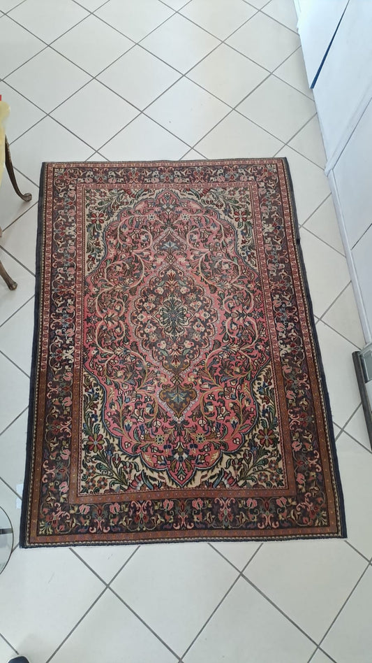 Tappeto Persiano Tipo Semnan Con Disegno Floreale E Medaglione Centrale Rov.lato