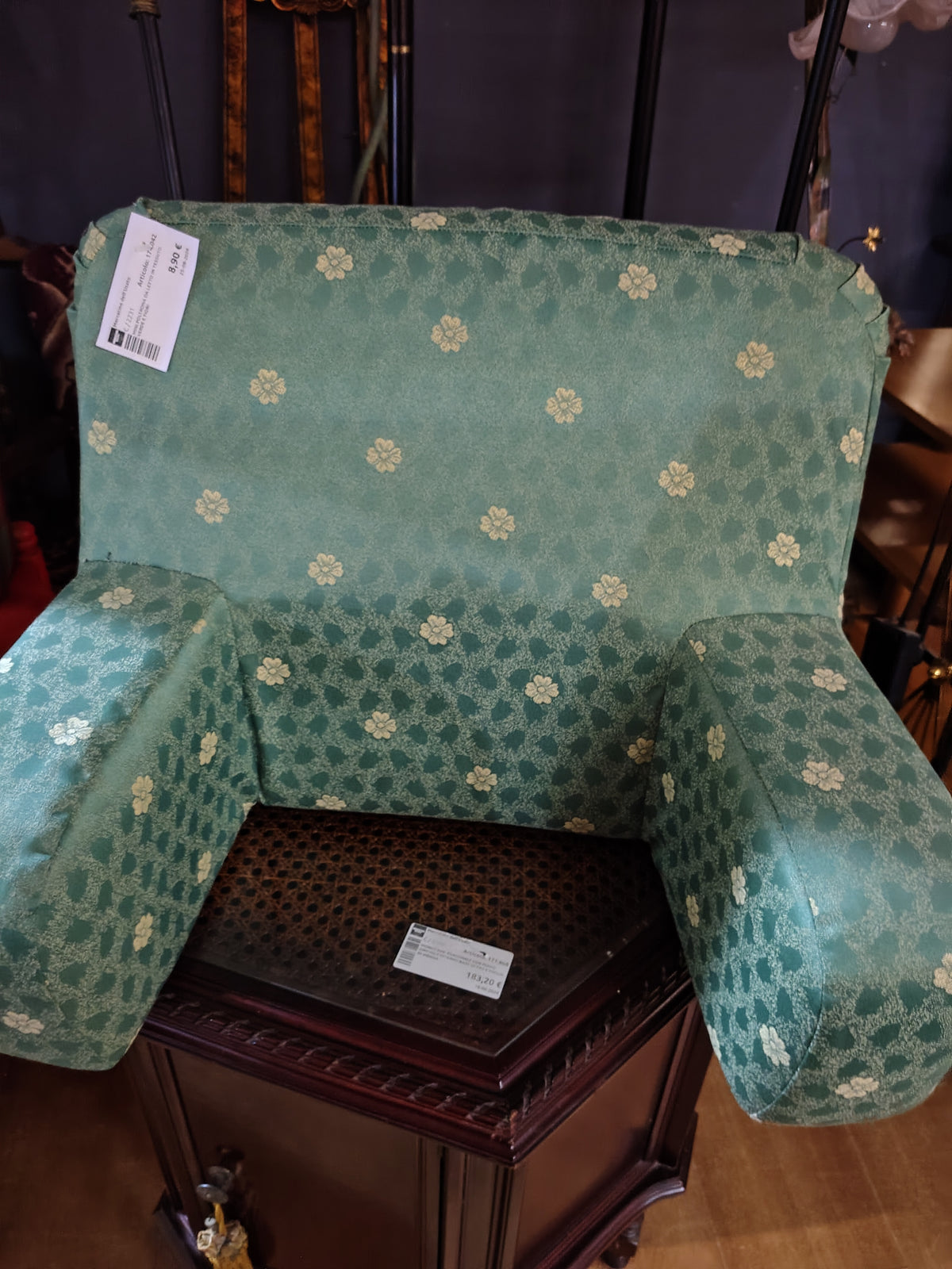 Mini Poltrona Da Letto In Tessuto Verde E Fiori