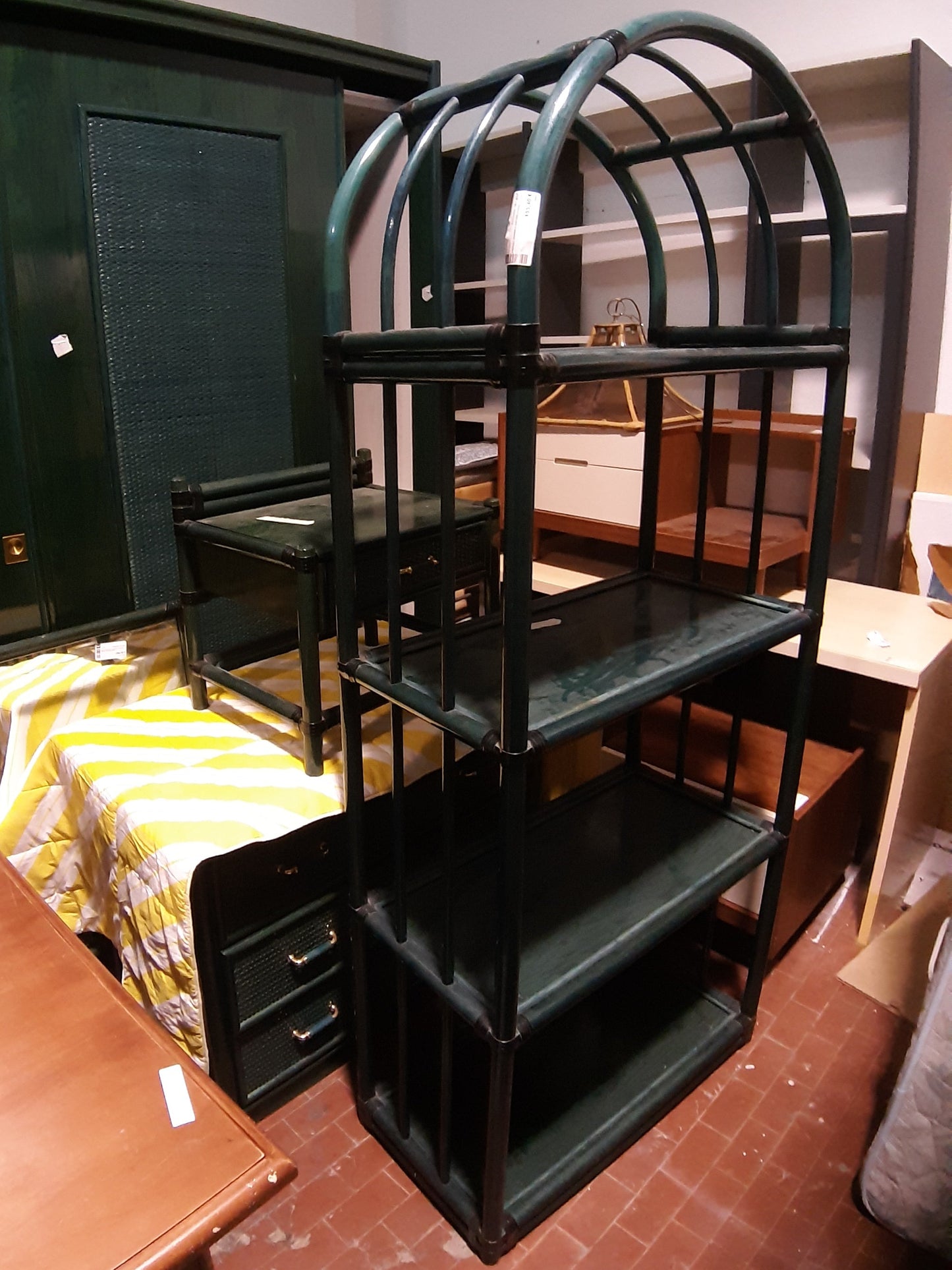 Libreria Bambù E Rattan Verde