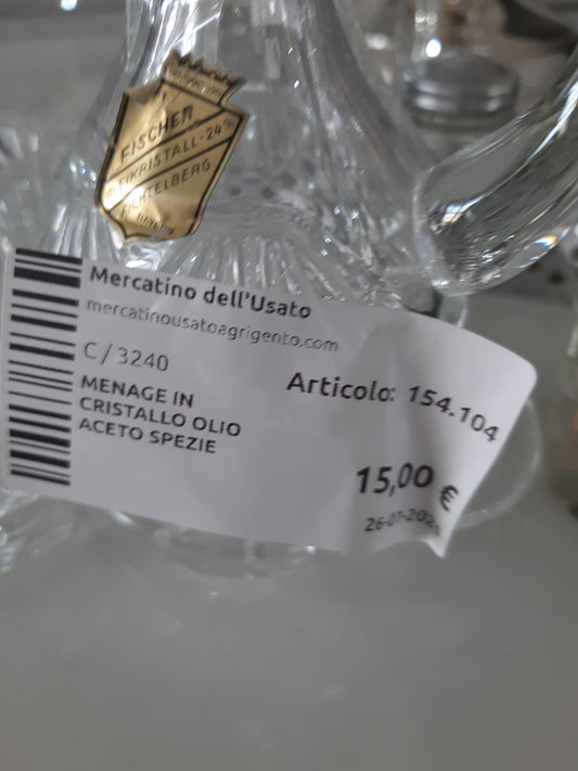 Menage In Cristallo Olio Aceto Spezie