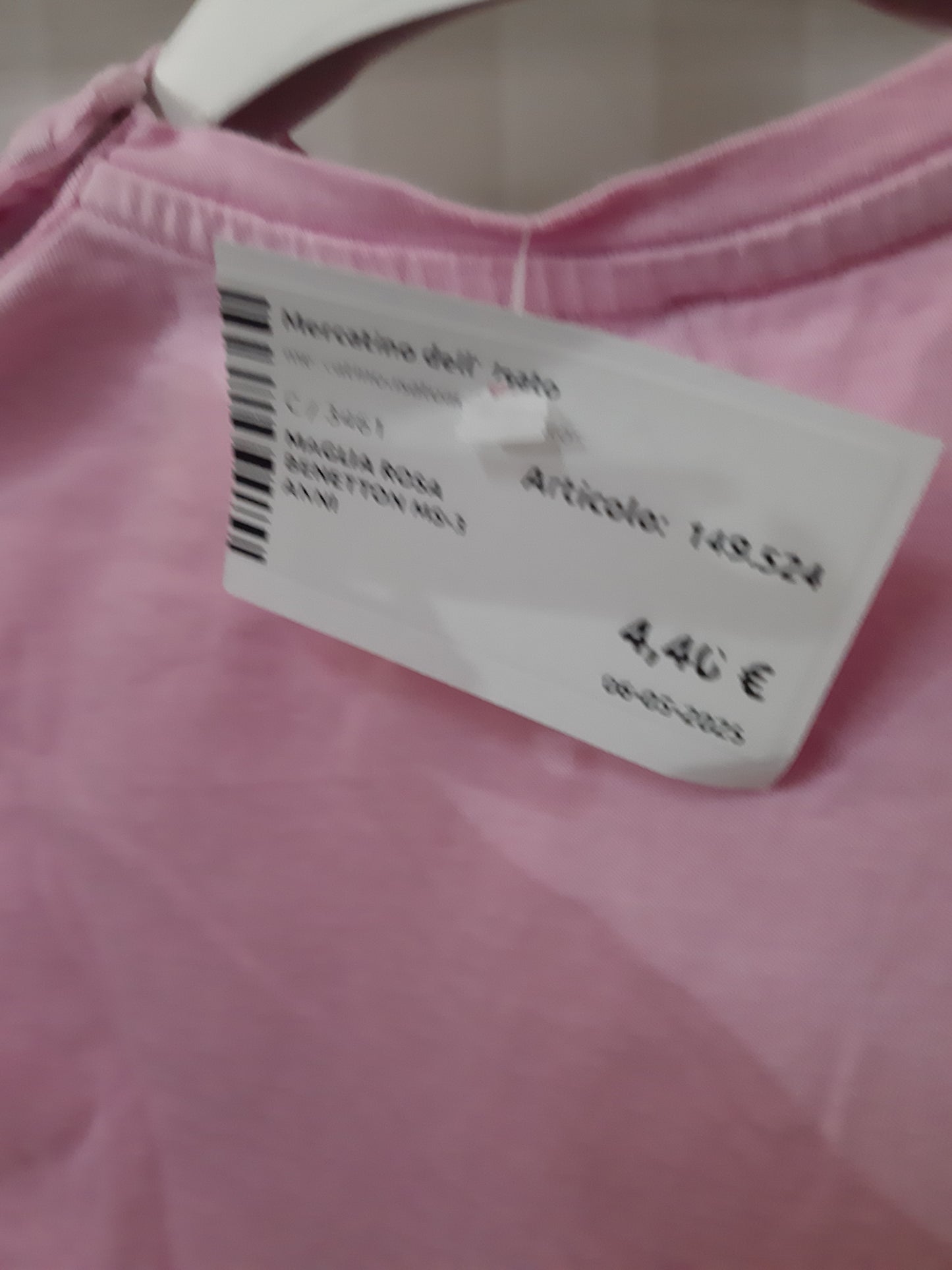 Maglia Rosa Benetton Ms-3 Anni